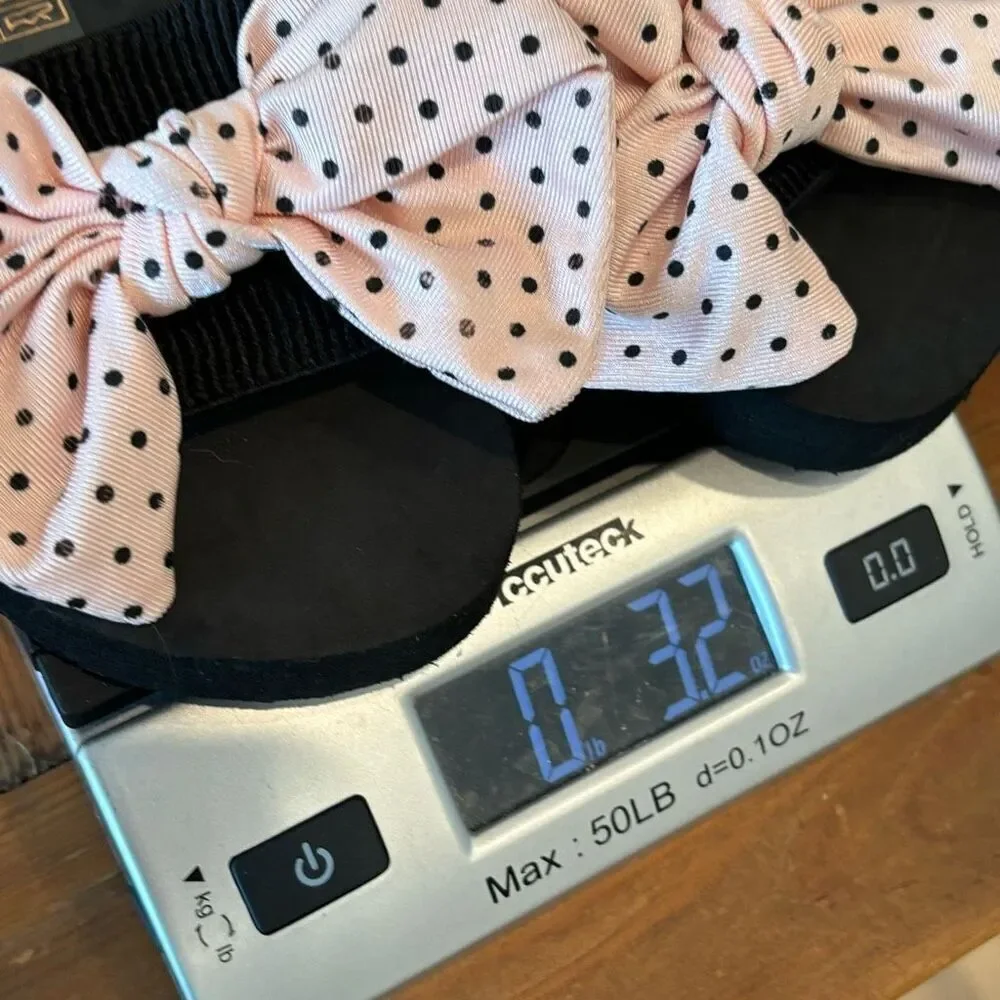 Girls Pink Polka Dot Bow Slide Sandals Size 9